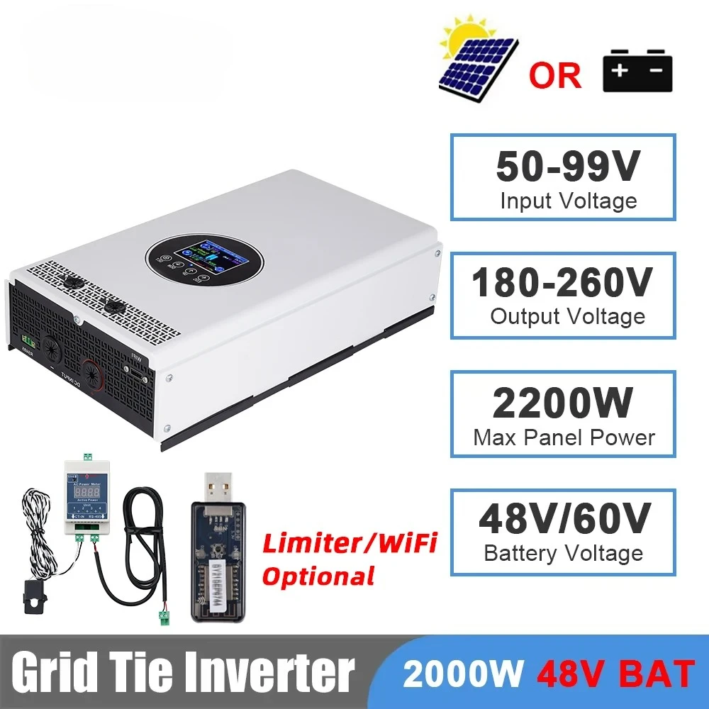 Grid Tie Inverter Limiter 2000W - Falownik sieciowy 2000W 1500W, wejście 55-99V/24-55V,