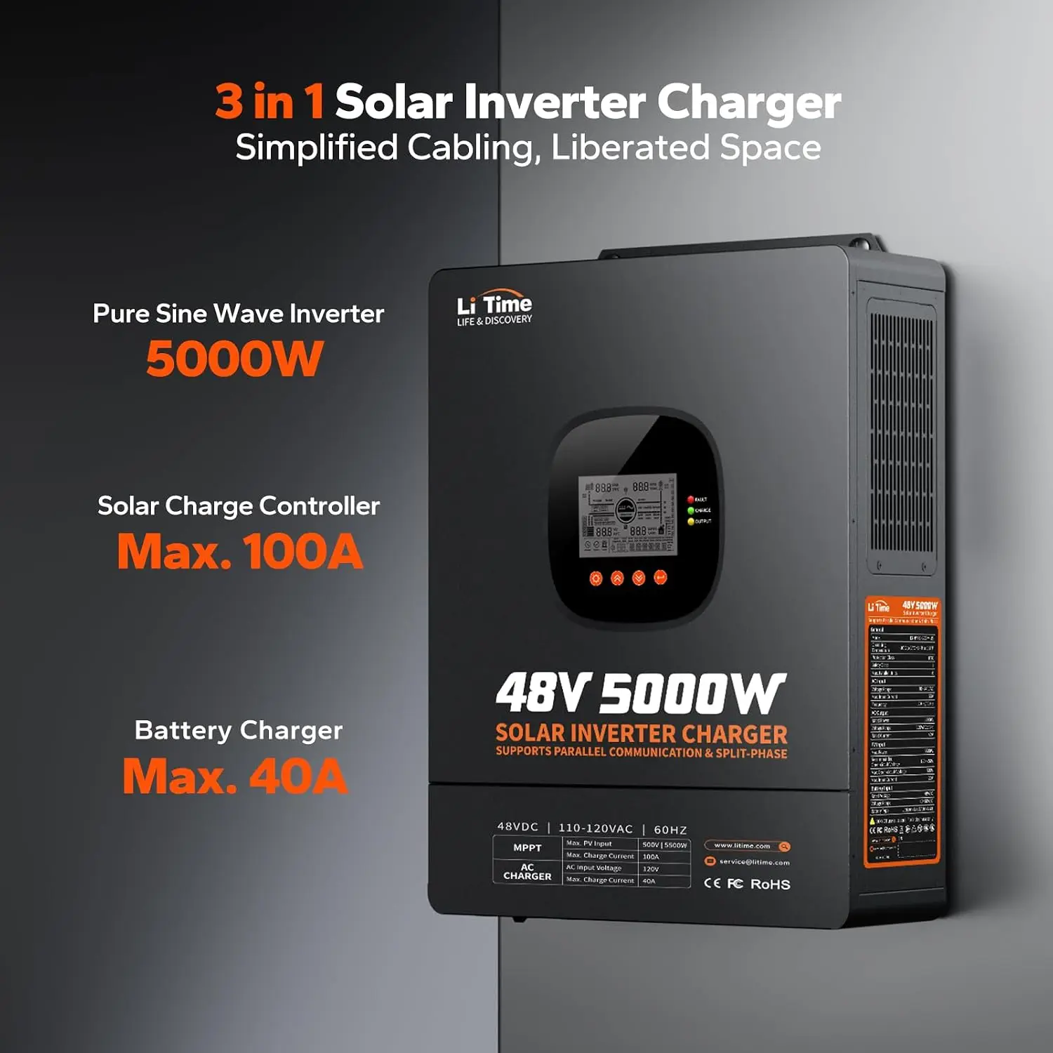 LiTime 5000W – hybrydowy inwer – Parallel Solar Inverter 48V 5000W Mppt recenzja i cena