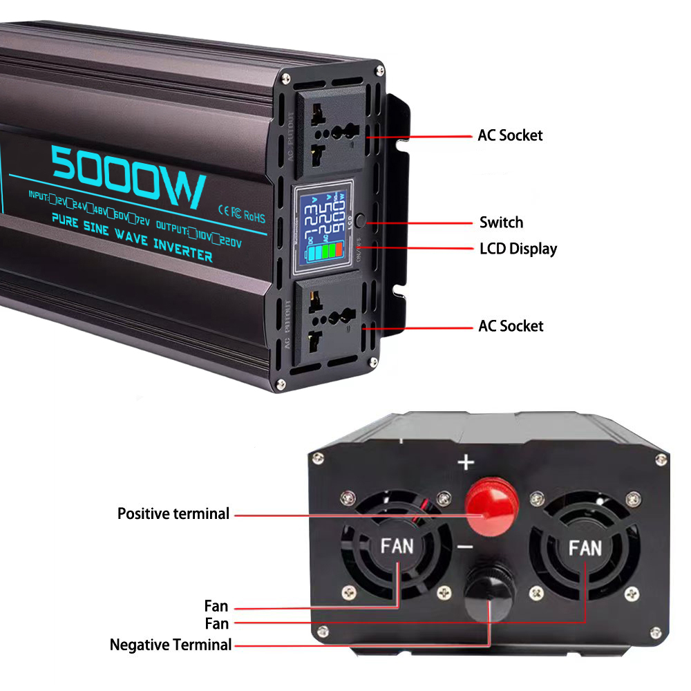 Inwerter sinusoidalny 48V/72V  – Pure Sine Wave Inverter 5000W 48V 220V recenzja i cena